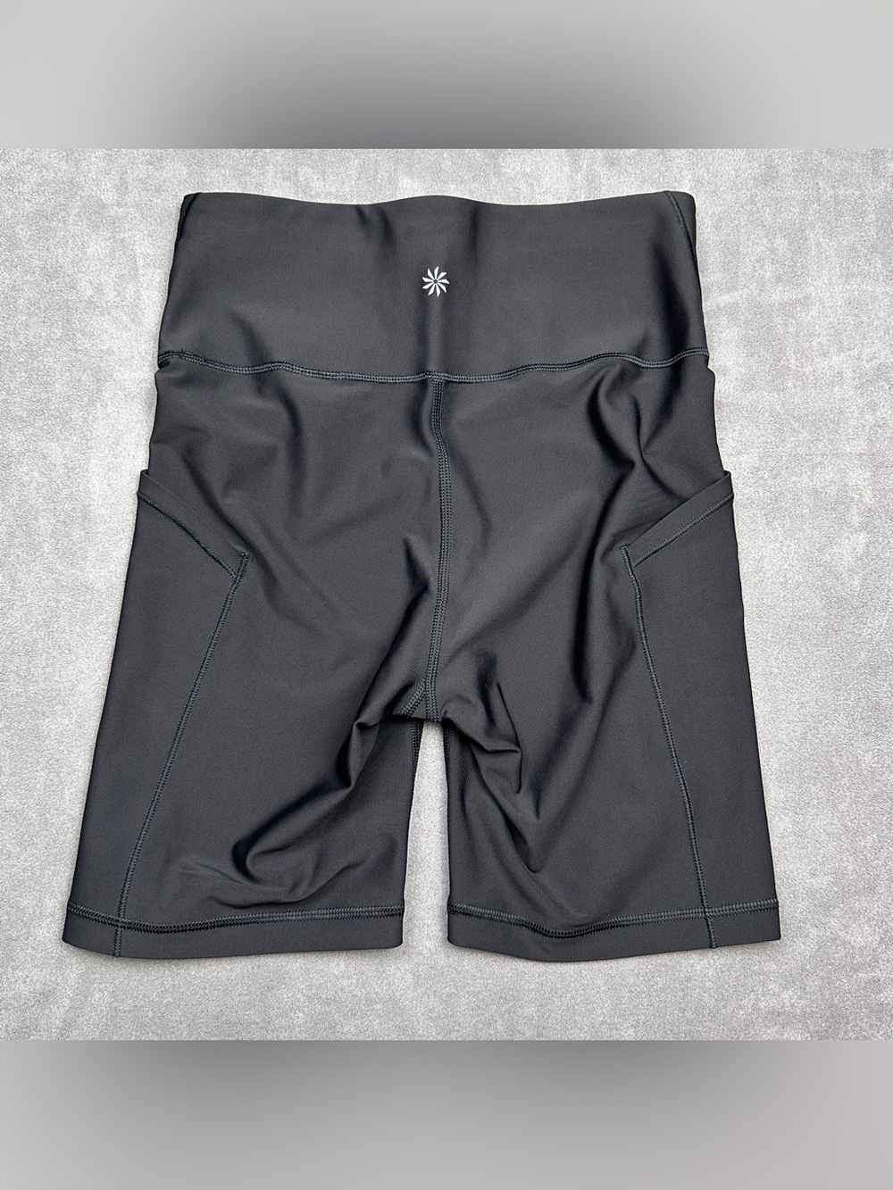 High-Rise Black Bike Shorts with Side Pockets